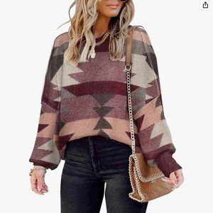 Aztec Pattern Batwing Sweater